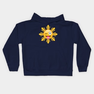 Philippines Sun Tongue Out Wink Emoji Kids Hoodie